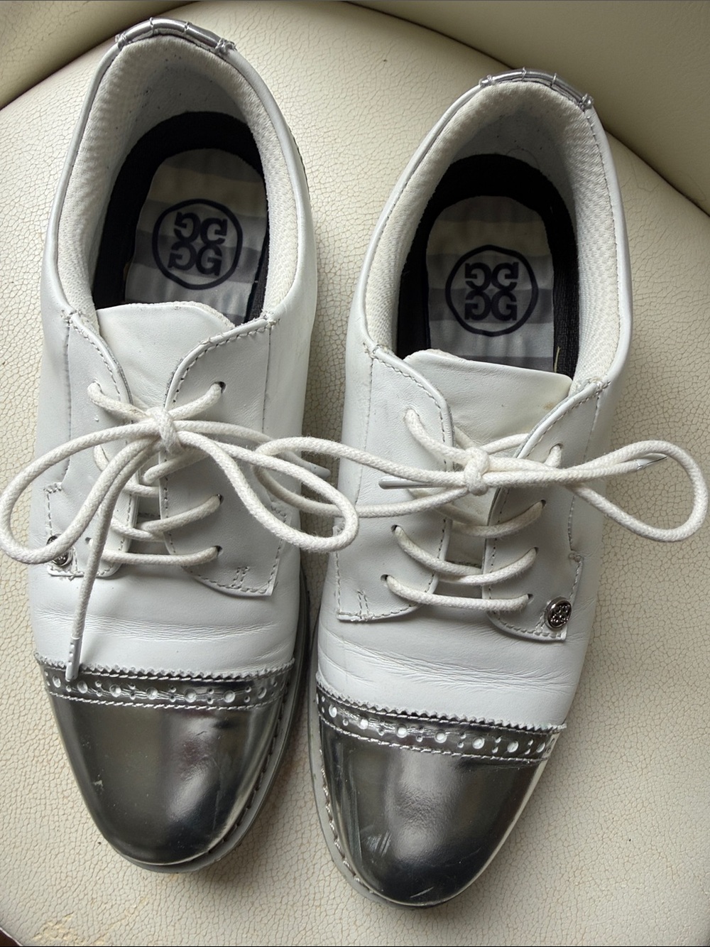 New G/FORE GFORE CAP TOE GALLIVANTER GLF000001-SNO WHITE / SILVER US 7.5